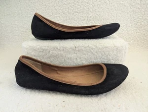 American Rag Flats Damen 11 schwarz veganes Wildleder runde Spitze hellbrauner Besatz vegan Boho Y2k - Bild 1 von 8