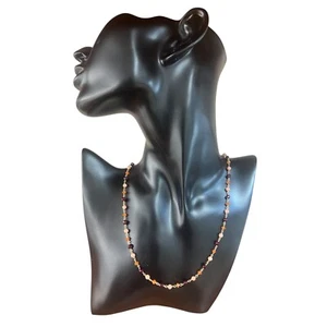 collana argento 925 rodiato con pietre Agata e corniola tipo rosario - Foto 1 di 3