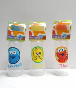 3 Sesame Street 9 oz Baby Bottles Medium Flow Silicone Nipples Red Blue Yellow - Picture 1 of 9