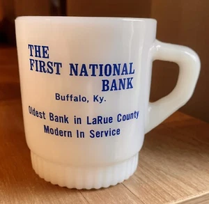 Buffalo KY Fire King Anchor Hocking Bank Advertising Kentucky Coffee Mug Larue - Picture 1 of 2