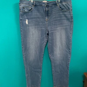 REBEL Wilson Angels WM Plus 24W "The Ryot Tomboy" Denim Jeans Distressed - Picture 1 of 9