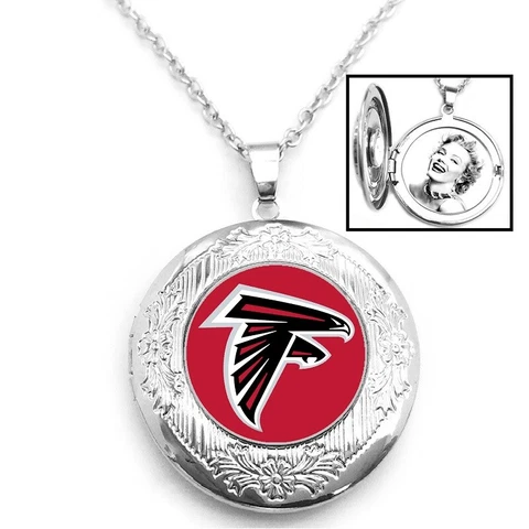 Atlanta Falcons Womens 925 Silver 20" Link Chain Necklace And Photo Locket D16 Cover