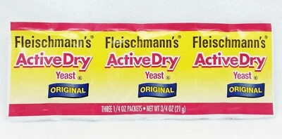 1 STRIP Fleischmann's Active Dry Yeast Original Bake Bread (3 packets)Exp04/2022