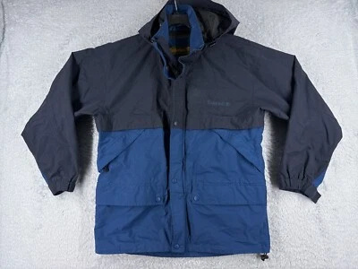 Timberland Jacket Mens Medium Blue Full Zip Hooded Windbreaker 100% Nylon - Image 1 of 4
