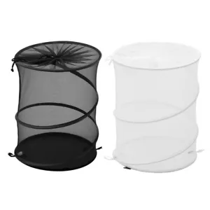 2x Foldable Lightweight Mesh Laundry Hamper Pop Up Basket Clothes Washing - Picture 1 of 14