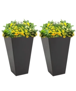 Outsunny 28" Tall Plastic Flower Pot, Set of 2, Large Outdoor & Indoor Planters - Picture 1 of 7