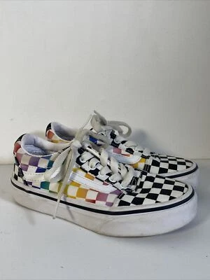 Vans Arco Iris Negro Blanco Cuadros Zapatillas de Patín Bajo EE. UU. Missy 12 Niños Zapatos Foto 1 de 4