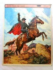 VTG 1965 WALT DISNEY PROD..ZORRO..FRAME-TRAY..PUZZLE..11.5 x14.5 WHITMAN #4521 - Picture 1 of 4