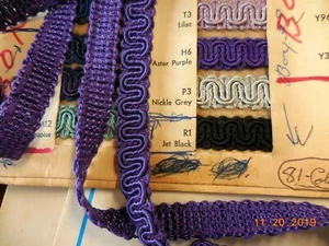 10Y Lot Vintage Purple Scroll Gimp Upholstery Fabric Trim 1/2W More Colors #0132 - Picture 1 of 5