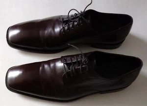 Pre-Owned US8 Men's HUGO BOSS Italy Dark Brown Leather Size UK7 (US Size is 8 ) - Picture 1 of 19