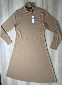 NWT Polo Ralph Lauren Womens Cashmere Sweater Dress Brown XL Mock Neck Long $698 - Picture 1 of 8
