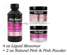 Mia Secret 4 oz Liquid Monomer & 2 oz Natural Pink, 2 oz Pink Acrylic Powders