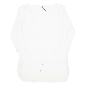 RALPH LAUREN Beachwear Womens Day Dress White Lace Long Sleeve Knee Length L - Picture 1 of 6