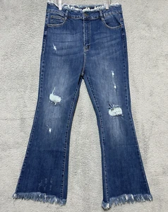 Risen Jeans Womens 1X XRDP 1436 Dark 35X31 High Rise Barrel Leg Hippie Festival - Picture 1 of 8