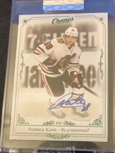 2020-21 Patrick Kane Ud Clear Cut Champs Green ON CARD AUTO 6/25 - Bild 1 von 7