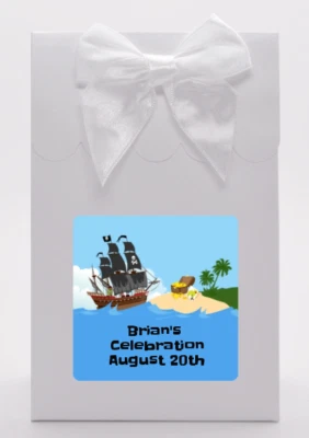Barco Pirata - Bolsas de regalos personalizadas para fiesta de cumpleaños - Juego de 12 Foto 1 de 4