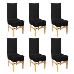 6 Pack Dining Chair Seat Covers Stretch Slipcover Washable Wedding Banquet Party - Picture 1 of 12