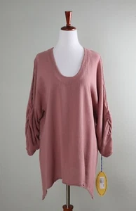 OH MY GAUZE! NWT Arty Blossom Shirred Sleeve U-Neck Top Size 2 US Large / XL - Picture 1 of 6