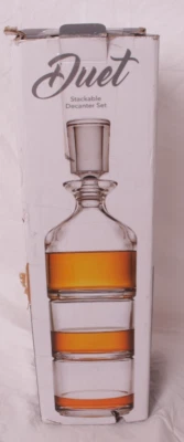 Godinger Duet Stackir - Unleaded Crystal stackable decanter set with glasses - Image 1 of 4