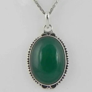 Sólido 925 Plata Ley Verde Onix Collar con Colgante Mujeres PSV-2123 - Imagen 1 de 4