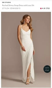 ¡¡NUEVO!! ¡¡La novia de David!! ¡¡Vestido de tirantes ajustados fruncidos con abertura de encaje!! Talla 4!! - Imagen 1 de 7