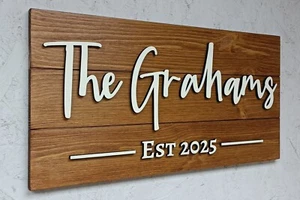 Custom large wooden Family name sign, First Home, Housewarming, Wedding, gift - Picture 1 of 10