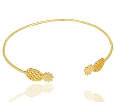 Brazalete Brazalete Doble Piña Chapado en Oro Elegante Mujer Niña Fruta Joyería Foto 1 de 4