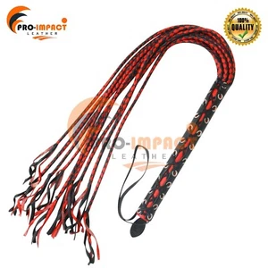 Heavy Duty Bull Hide Leather Flogger Braided ( CAT-O-NINE) Soft Tassels - Picture 1 of 8