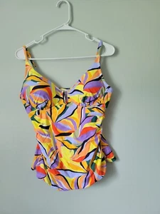 Anne Cole Swim Tankini Top Women's XXL Purple Ruche Adjustable Straps NWT - Picture 1 of 8