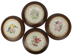 4 Lenox Garden Bird Plates & Frames - Goldfinch, Tuttle Dove, Hummingbird, Cardi - Picture 1 of 14