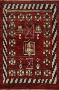 Alfombra geométrica borgoña tribal marroquí hecha a mano 7'x10' lana alfombra oriental - Imagen 1 de 12