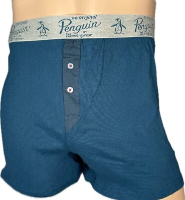 Original Penguin Para Hombre 100% ALGODÓN Botón Mosca Tejido ROPA INTERIOR BOXER Talla M TEAL Foto 1 de 3