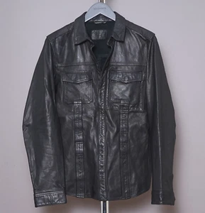 ALL SAINTS Leather Shirt Jacket MEDIUM Mens Black Celebrity Lenny Kravitz DANGAN - Picture 1 of 21