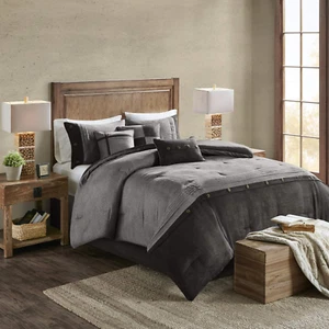 Boone Cozy Comforter Set, Faux Suede, Deluxe Hotel Styling All Season down Alter - Picture 1 of 12