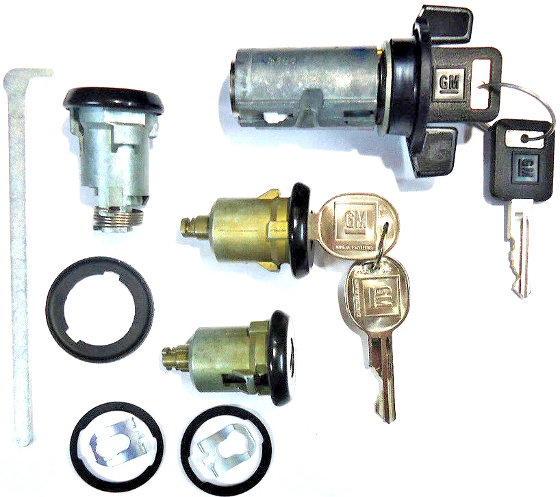 New GM Chevy OEM Black Ignition/Doors/Trunk Lock Key Cylinder Set With Keys - Image 1 of 1