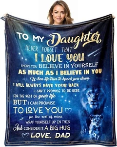 Daughter Blanket Gifts for Daughter from Dad-to My Daughter 50" X 60" Soft Throw - Picture 1 of 2