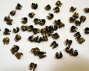Necklace ends 3mm bronze plated closed loop clam shell bead tips 50+pcs FPC097 - Picture 1 of 3