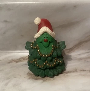 Hallmark Merry Miniatures Smiling Christmas Tree in Santa Hat 1982 - Picture 1 of 5