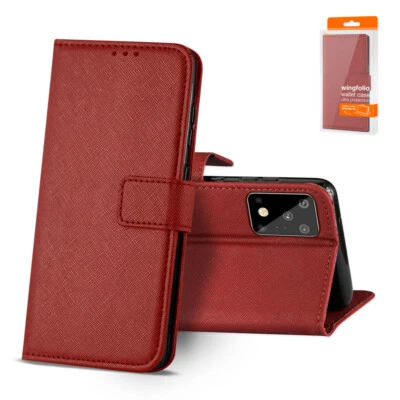For Samsung Galaxy S20  Ultra PU Leather Wallet Folio Case - Red - Image 1 of 4
