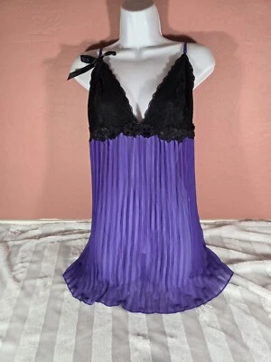 Cacique Intimates Camisón 18 20 Púrpura Negro 2 Piezas Conjunto Encaje Babydoll Lencería Nuevo con Etiquetas Foto 1 de 4