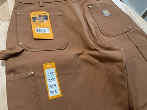 Neu mit Etikett Carhartt lockere Passform feste Ente doppelte Vorderseite Utility Arbeitshose 38 x 30 B01-M hellbraun - Bild 1 von 6