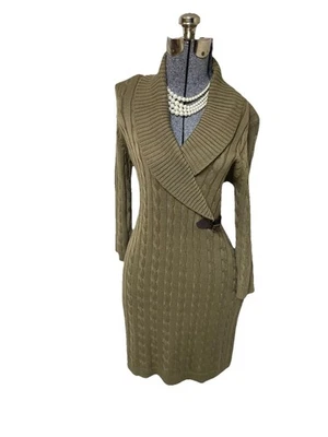 NEW Calvin Klein Dress Size L Sweater Dress Cable Knit With Buckle Stretch CK - Image 1 of 4