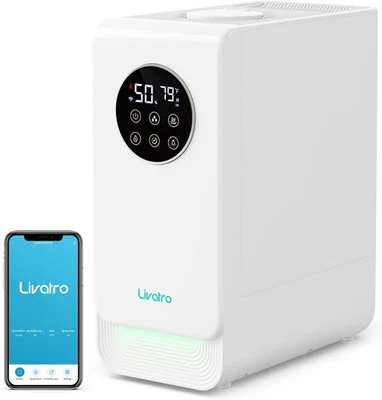 Humidificador inteligente de niebla cálida y fría 6L de relleno superior control Alexa para dormitorio y plantas Foto 1 de 4