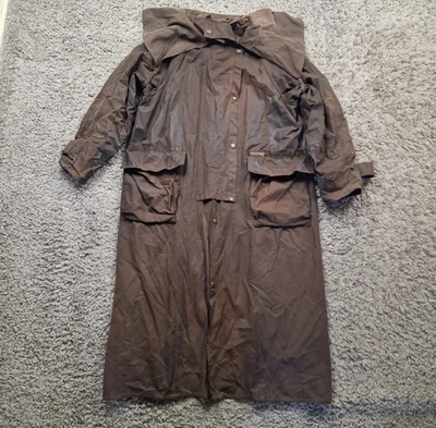 Abrigo Drizabone Para Hombre Talla Mediana 5 Marrón Zanja Encerado Largo Montar Impermeable Foto 1 de 4