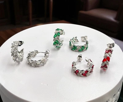 Orecchini Cerchi in Ottone con Zirconi Luminosissimi colorati Eleganti - Immagine 1 di 4