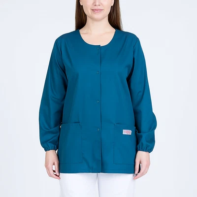 NOVA Jaqueta ScrubZone by Landau Grande Teal Scrubs 75221 Snap Close Punho Elástico - Imagem 1 de 4