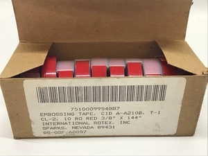 Embossing Tape 10 Rolls Red 3/8” x 144” International Rotex, Inc. Sparks Nevada - Picture 1 of 6
