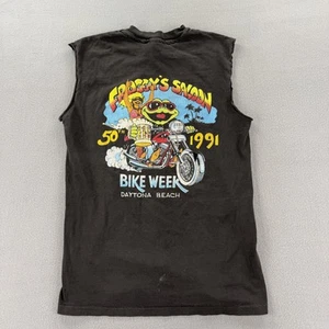Vintage Froggy’s Saloon Shirt Mens Medium 1991 Daytona Bike Week Cutoff 90s - Picture 1 of 7