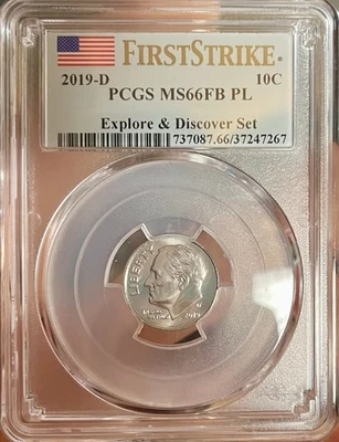 2019-D PCGS MS66 FB PL Roosevelt Dime Proof-Like & Full Bands! First Strike Coin - Image 1 of 2