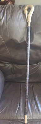 复古黄铜起重机头拐杖带鲍鱼轴 36 英寸 — 第 1/4 张图片